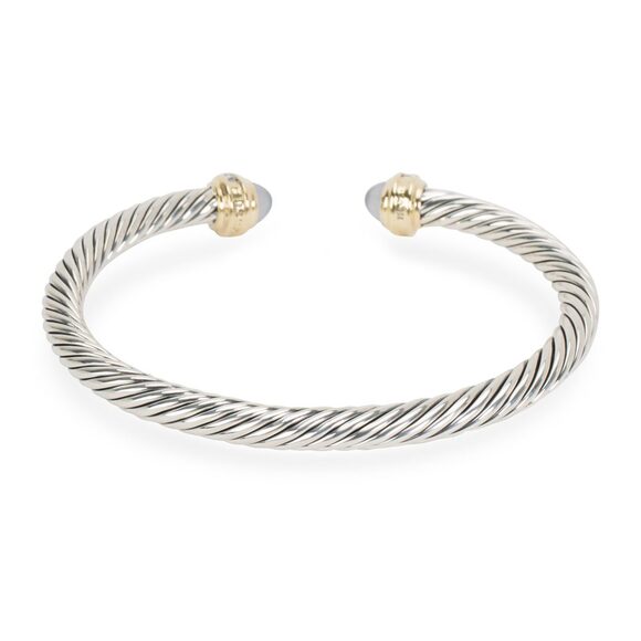 David Yurman Chalcedony Cable Bangle in Sterling Silver & 18K Yellow Gold - Picture 3 of 3